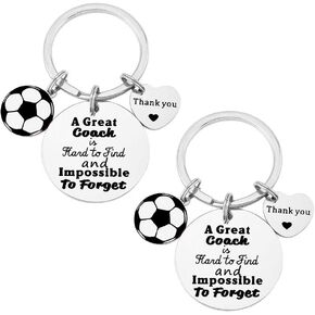 FY 2 Pcs Soccer Coach Keychain Great Coach is Hard to Find and Impossible to Forget Keychain Gift for Soccer Coach