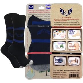 GUARDIANGEL Diabetic Neuropathy Socks, Silicone Cushion Over Toes in Cotton Fabric Layers, toenails Guard, Compression Socks, Cushion Bunion, Toes, Stop Swelling/ulcers, by Podiatrist, Men Size 9-14