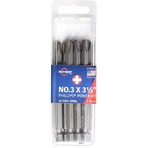 Mayhew Tools 19215-10 USA Phillips Power Bit, NO. 3 x 2", 10-Pack