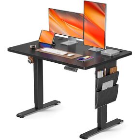 AMADA HOMEFURNISHING Electric Standing Desk Adjustable Height with Storage Bag, 40 x 24 Inches Computer Workstations, 4 Memory Presets, Stable and Durable, for Home Office Furniture, Black