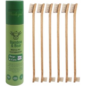 فرشاة أسنان Gaia Guy Bamboo and الخنزير ذات الوجهين للحيوانات الأليفة - 6 عبوات - للكلاب والقطط والكوكب - شعيرات طبيعية خالية من البلاستيك والنايلون - عنصر خاطئ؟ اتصل بي - ارتكبت أمازون خطأً