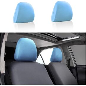 AUCELI 2PCS Car Headrest Covers, Soft Dust-Proof Anti-Scratch Breathable Automotive Headrest Protector Replacement, Vehicle Interior Decoration Universal for Most SUV, Truck, RV and More（Silver Gray）