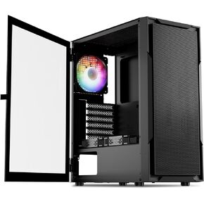 حافظة كمبيوتر DARKROCK A8-M باللون الأسود Micro-ATX Mid Tower للكمبيوتر الشخصي للألعاب والأعمال لوحة جانبية من الزجاج المقسى تدعم مشعاع 240 مم في الأعلى 1 × مروحة ARGB ومراوح تبريد 2 × 120 مم مثبتة مسبقًا in Kuwait