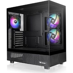 Thermaltake View 31 RGB Dual Tempered Glass SPCC ATX Mid Tower Gaming Computer Case Chassis, 3 RGB LED Ring Fans Pre-installed CA-1H8-00M1WN-01