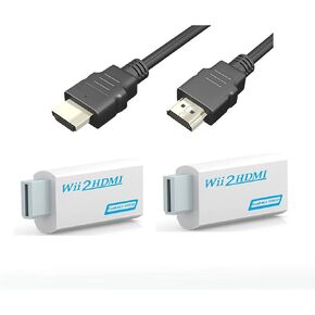 Lyyes Wii to HDMI Converter, 2 Wii to HDMI Adapters with 2 HDMI Cables 1080P Full HD for All Wii Display, 2 Pack in Kuwait