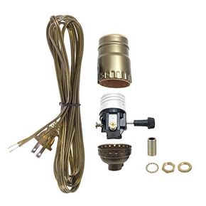 B&P Lamp® Antique Brass Socket with Matching Cord Set and Basic Hardware