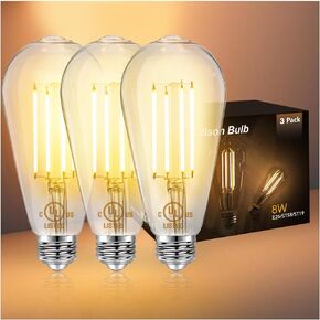 DAYBETTER 10 Pack LED Lights, Vintage LED Edison Bulbs 60 Watt Equivalent, ST58 Antique LED Filament Light Bulbs, E26 Dimmable LED Bulb with Warm White 2700K, Brightness 8W, 800LM, Clear Glass,