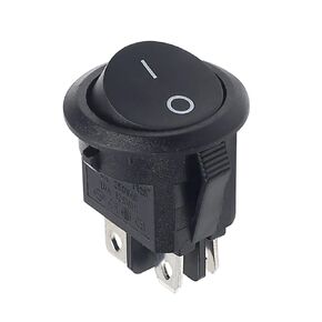 Fielect 5Pcs ON/Off Round Rocker Switch 4Pin 250V/6A 125V/10A Car Boat Black Rocker Switch Toggle
