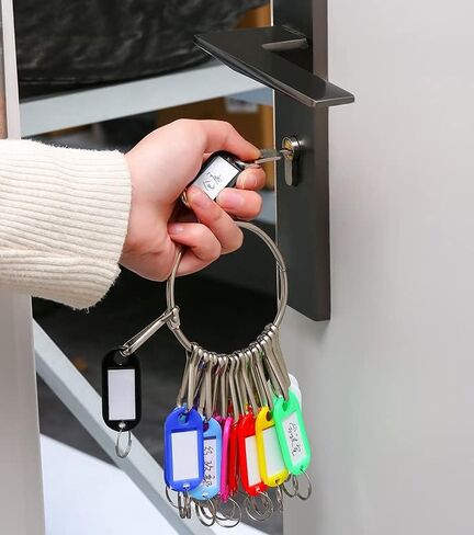 Metal Ring Key Organizer Holder with 10 Key Tags and Spring Hooks Landlord Key Organizer Manager Janitor Key Holder for Warehouse Office School Home, Random in Saudi Arabia