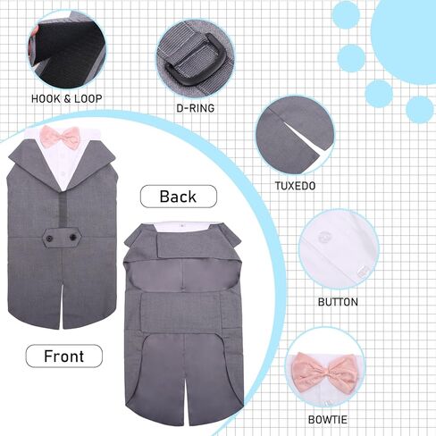 DORA BRIDAL Dog Tuxedo Dog Wedding Outfit, Formal Dog Suit and Bandana Set, Dog Wedding Attire Party Dog Bow Tie Shirt for Large Medium Dogs Labrador Golden Retrievers Bulldogs Boy in Kuwait