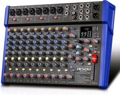 JXSOU Audio Mixer, 14-Channel DJ Mixer Bluetooth Studio Mixer with 99 DSP Effect USB Drive+48V Phantom Power, XLR Microphone Jack Professional Mixer For Karaoke Studio Streaming Recording in Saudi Arabia