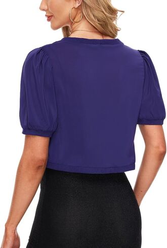 MINTLIMIT Women's Puff Short Sleeve Chiffon Bolero Shrug Open Front Cropped Cardigan Sheer Shrug Top for Evening Dress in Saudi Arabia