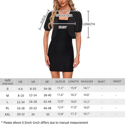 MINTLIMIT Women's Puff Short Sleeve Chiffon Bolero Shrug Open Front Cropped Cardigan Sheer Shrug Top for Evening Dress in Saudi Arabia