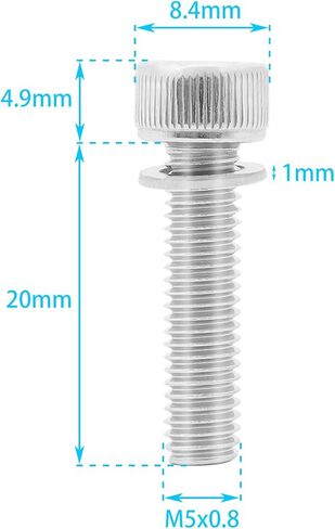 Xcotro 10 قطع من الفولاذ المقاوم للصدأ M5x20mm براغي مقبس سداسي الرأس ومسامير مع غسالات لدراجة MTB دراجة ركوب الدراجات الجذعية الثابتة المسمار الملحقات in Kuwait