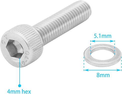 Xcotro 10 قطع من الفولاذ المقاوم للصدأ M5x20mm براغي مقبس سداسي الرأس ومسامير مع غسالات لدراجة MTB دراجة ركوب الدراجات الجذعية الثابتة المسمار الملحقات in Kuwait