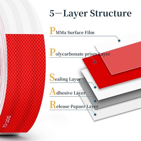 DIRZA Reflective Safety Tape 2 Inch x 151 Feet DOT-C2 Waterproof Red/White Adhesive Conspicuity Reflective Tape for Trailers,Cars,Vehicles,Boats,Signs,Warning in Saudi Arabia