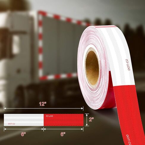 DIRZA Reflective Safety Tape 2 Inch x 151 Feet DOT-C2 Waterproof Red/White Adhesive Conspicuity Reflective Tape for Trailers,Cars,Vehicles,Boats,Signs,Warning in Saudi Arabia