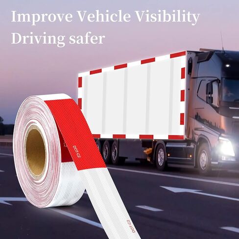 DIRZA Reflective Safety Tape 2 Inch x 151 Feet DOT-C2 Waterproof Red/White Adhesive Conspicuity Reflective Tape for Trailers,Cars,Vehicles,Boats,Signs,Warning in Saudi Arabia