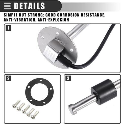 Motoforti Universal Marine Fuel إرسال وحدة تعويم استبدال مقياس الوقود خزان الوقود الديزل وحدة استشعار مستوى المياه المرسل، 15 بوصة 380 مم، مضاد للتآكل، الفولاذ المقاوم للصدأ، لون فضي in Kuwait