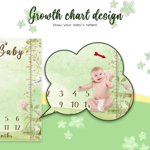 بطانية مايلستون الشهرية الكلاسيكية من ويني بيبي - تصميم مخطط النمو بطانية ناعمة مايلستون للطفلة الصبية - بطانية ذا بوه ديكور الحضانة 47 بوصة × 40 بوصة in Kuwait