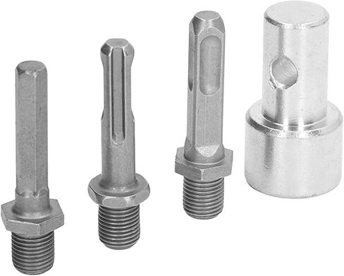 Tissting Earth Auger Adapter, 1 to 3 Garden Drill Adapter 2 Slots 2 Pits Carbon Steel 1/2 Inch Thread Round Shank Power Drill Chuck Connector Tool for Impact Driver in Saudi Arabia