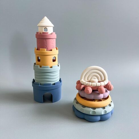 Hippypotamus Baby Stacking Toys - Teething Toys - Stacking Cups - Food-Grade Silicone Teethers - 6+ Months - Soft Bath Toy in Saudi Arabia