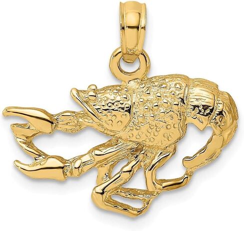 FB JEWELS 14K Yellow Gold 2D Crawfish Textured Pendant (0.5 x 0.8 inches) in Saudi Arabia