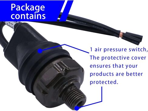 mankk Air Pressure Switch 90-120 PSI Thread 1/8"NPT 24V 12V DC Air Compressor Pressure Switch with Line for Air Horn Train 90-120-1/8"NPT-X-BK in Saudi Arabia