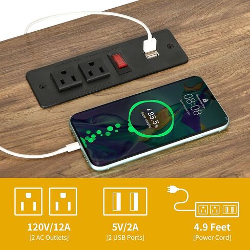 DWVO 63 بوصة أثاث قفص مزدوج للكلاب لكلبين، حامل تلفزيون خشبي شديد التحمل مع محطة شحن، أثاث داخلي لبيت الكلب، تصميم باب الحظيرة منزلق مزدوج مثالي لكلبين، بلوط in Kuwait