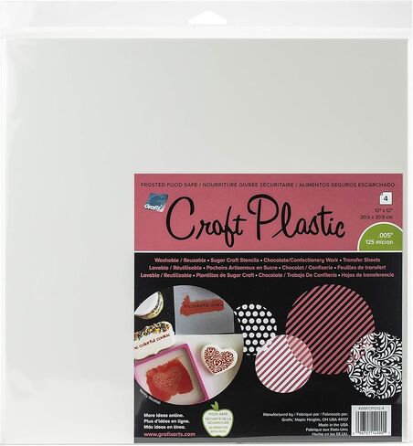 GRAFIX Frosted Foodsafe Craft Plastic Sheets 12"X12" 4/Pkg 005, 12 x 12 in Kuwait