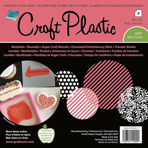 GRAFIX Frosted Foodsafe Craft Plastic Sheets 12"X12" 4/Pkg 005, 12 x 12 in Kuwait