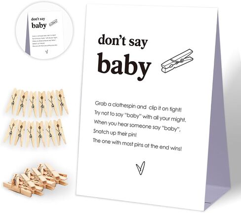 Don't Say Baby Baby Shower Game,Baby in Bloom Baby Shower Decorations,Mini Clothespins for Baby Shower,Neutral Baby Shower Decorations,Little Cutie Baby Shower,1 Sign & 50 Mini Clothespins Set-D1 in Saudi Arabia