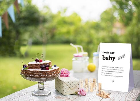Don't Say Baby Baby Shower Game,Baby in Bloom Baby Shower Decorations,Mini Clothespins for Baby Shower,Neutral Baby Shower Decorations,Little Cutie Baby Shower,1 Sign & 50 Mini Clothespins Set-D1 in Saudi Arabia