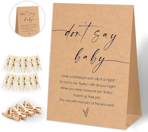 Don't Say Baby Baby Shower Game,Baby in Bloom Baby Shower Decorations,Mini Clothespins for Baby Shower,Neutral Baby Shower Decorations,Little Cutie Baby Shower,1 Sign & 50 Mini Clothespins Set-D1 in Saudi Arabia