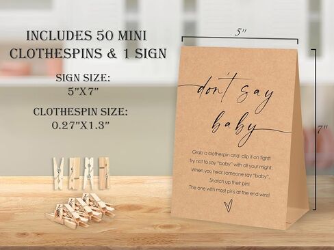 Don't Say Baby Baby Shower Game,Baby in Bloom Baby Shower Decorations,Mini Clothespins for Baby Shower,Neutral Baby Shower Decorations,Little Cutie Baby Shower,1 Sign & 50 Mini Clothespins Set-D1 in Saudi Arabia