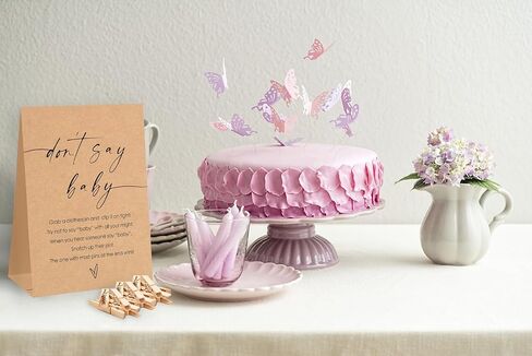 Don't Say Baby Baby Shower Game,Baby in Bloom Baby Shower Decorations,Mini Clothespins for Baby Shower,Neutral Baby Shower Decorations,Little Cutie Baby Shower,1 Sign & 50 Mini Clothespins Set-D1 in Saudi Arabia