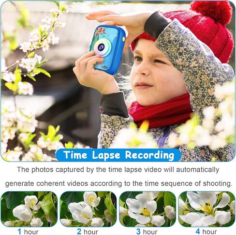 Kids Camera Toys for Boys, 2.4" Screen 1080P FHD Toddler Kid Selfie Camera with Time Lapse, Portable Toys for 3 4 5 6 7 8 9 10 Year Old Boys, Christmas Birthday Gifts for Boys with 32GB SD Card - Blue in Kuwait