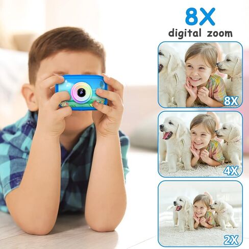 Kids Camera Toys for Boys, 2.4" Screen 1080P FHD Toddler Kid Selfie Camera with Time Lapse, Portable Toys for 3 4 5 6 7 8 9 10 Year Old Boys, Christmas Birthday Gifts for Boys with 32GB SD Card - Blue in Kuwait