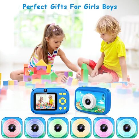 Kids Camera Toys for Boys, 2.4" Screen 1080P FHD Toddler Kid Selfie Camera with Time Lapse, Portable Toys for 3 4 5 6 7 8 9 10 Year Old Boys, Christmas Birthday Gifts for Boys with 32GB SD Card - Blue in Kuwait