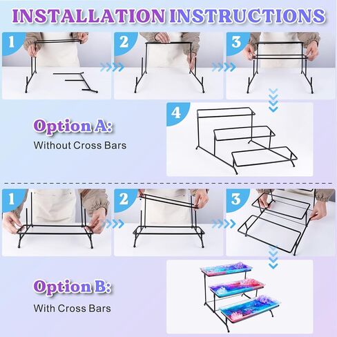 LET'S RESIN 3 Tiered Tray Silicone Molds for Epoxy Resin, Resin Tray Molds Kit with Metal Stand, Rectangle Resin Molds Silicone for Home Decor, Resin Casting, Resin Craft Display, Jewelry Holder in Saudi Arabia