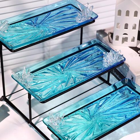 LET'S RESIN 3 Tiered Tray Silicone Molds for Epoxy Resin, Resin Tray Molds Kit with Metal Stand, Rectangle Resin Molds Silicone for Home Decor, Resin Casting, Resin Craft Display, Jewelry Holder in Saudi Arabia