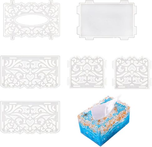 ATYUSVIC Tissue Box Resin Silicone Mold, Jewelry Organizer Box Silicone Mold for Epoxy Resin,for Casting Napkin Box, Jewelry Supply Box, Home Decoration, Handmade Gifts. (Rectangular) in Saudi Arabia