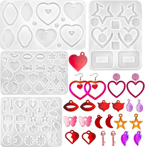 15 Pairs Easter Earring Molds for Resin, Easter Bunny Earring Molds Silicone Easter Egg Resin Epoxy Resin Casting Mold with 200pcs Earring Hook for Keychain Jewelry Pendant DIY Earring Supplies in Kuwait