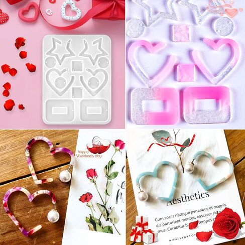 15 Pairs Easter Earring Molds for Resin, Easter Bunny Earring Molds Silicone Easter Egg Resin Epoxy Resin Casting Mold with 200pcs Earring Hook for Keychain Jewelry Pendant DIY Earring Supplies in Kuwait