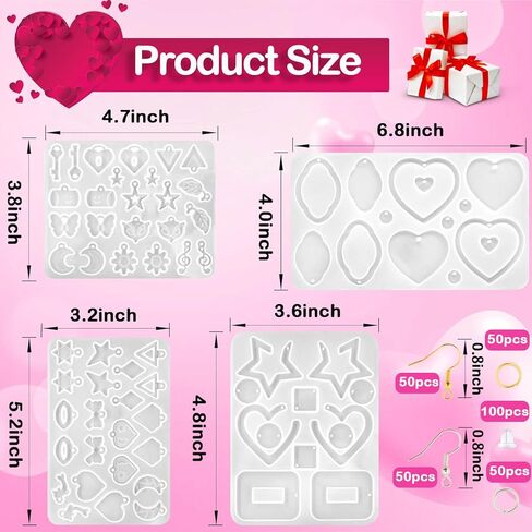 15 Pairs Easter Earring Molds for Resin, Easter Bunny Earring Molds Silicone Easter Egg Resin Epoxy Resin Casting Mold with 200pcs Earring Hook for Keychain Jewelry Pendant DIY Earring Supplies in Kuwait