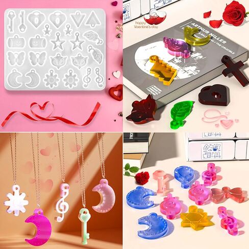 15 Pairs Easter Earring Molds for Resin, Easter Bunny Earring Molds Silicone Easter Egg Resin Epoxy Resin Casting Mold with 200pcs Earring Hook for Keychain Jewelry Pendant DIY Earring Supplies in Kuwait