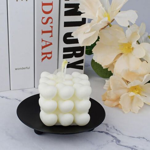 2 Pack Iron Plate Candle Holder Decorative Iron Pillar Candle Plate Candlestick Holders Metal Candle Stand for LED & Wax Candles Incense Cones Candle Holder Tray for Wedding Party Home Decor (Black) in Saudi Arabia