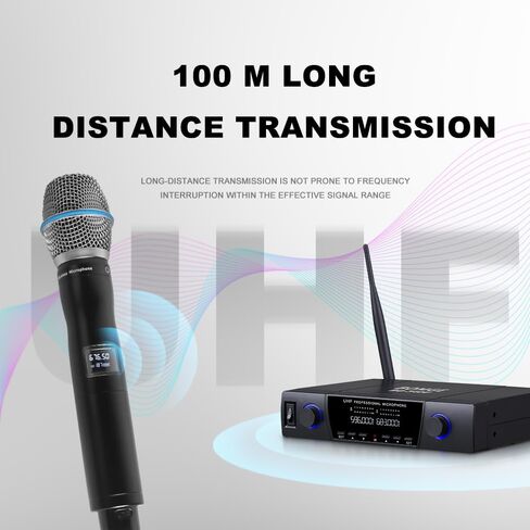 ميكروفونات وأنظمة لاسلكية محمولة مزدوجة معدنية من BOMGE uhf للكاريوكي، والغناء، والاجتماعات، والحفلات، والكنيسة، والدي جي، والزفاف، 200 قدم (240U) in Kuwait