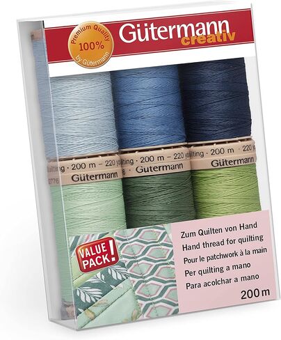 مجموعة خيوط خياطة اللحف والتطريز اليدوية من Gutermann - مجموعة ظلال طبيعية مكونة من 6 بكرات × 200 متر لخياطة اللحف والخياطة. in Saudi Arabia