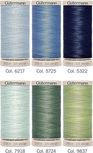 مجموعة خيوط خياطة اللحف والتطريز اليدوية من Gutermann - مجموعة ظلال طبيعية مكونة من 6 بكرات × 200 متر لخياطة اللحف والخياطة. in Saudi Arabia